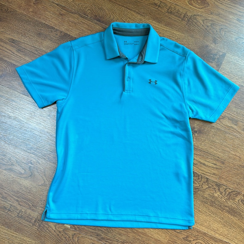 Under Armour HeatGear teal turquoise men’s golf polo, large, heat gear